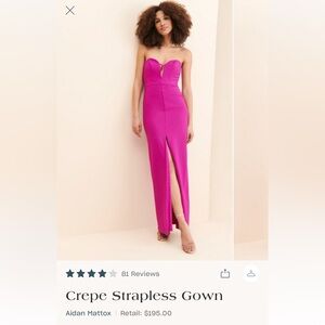 Aidan Mattox Crepe Strapless Gown